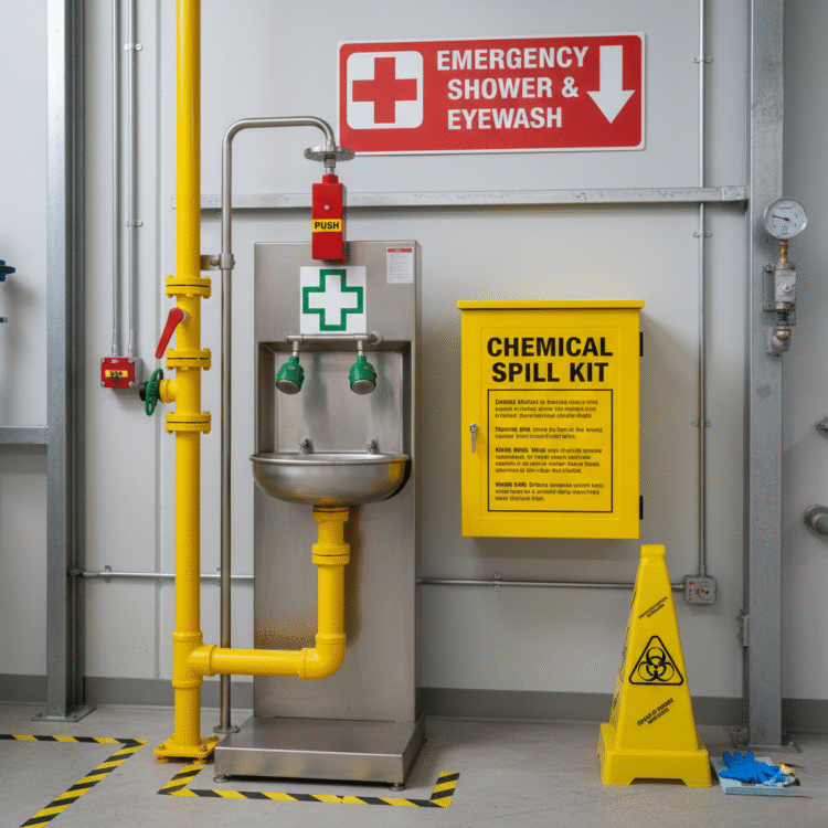 Industrial Chemical Eyewash Station and Spill Kit