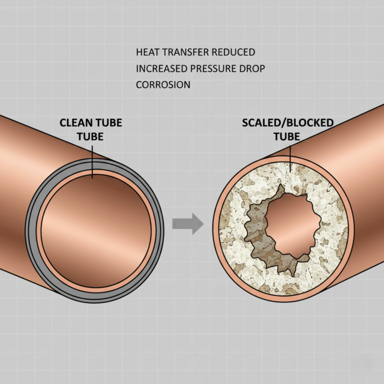 Scaled vs Clean Heat Exchanger Tubes Efficiency