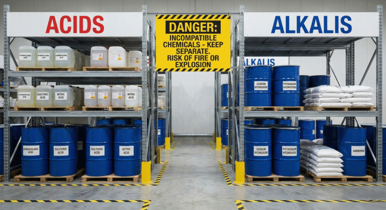 Segregation of Acid and Alkali Chemicals Storage